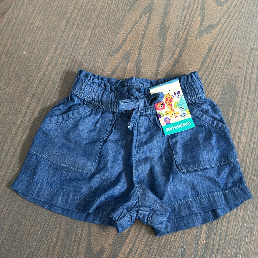 Garanimals Baby Girls Paperbag Waist Denim Shorts, Sizes 3-6M